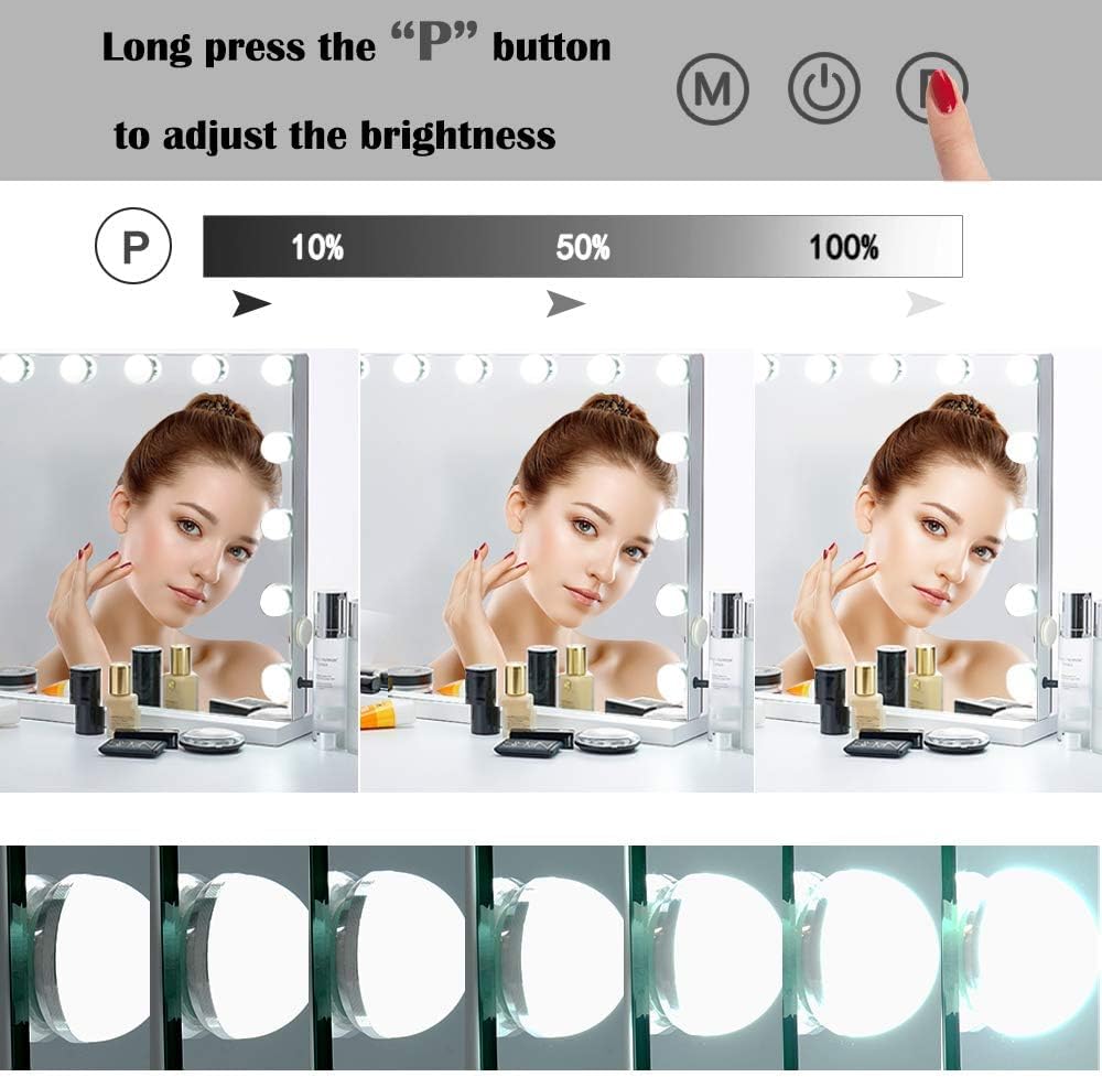 LilyHome Wall-Mounted Vanity Mirror with 18 LED Lights and Touch Control