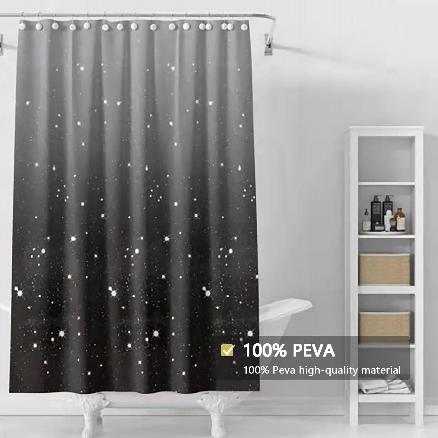 TIKABC 72x72 Inch Magnetic PEVA Shower Curtain Liner