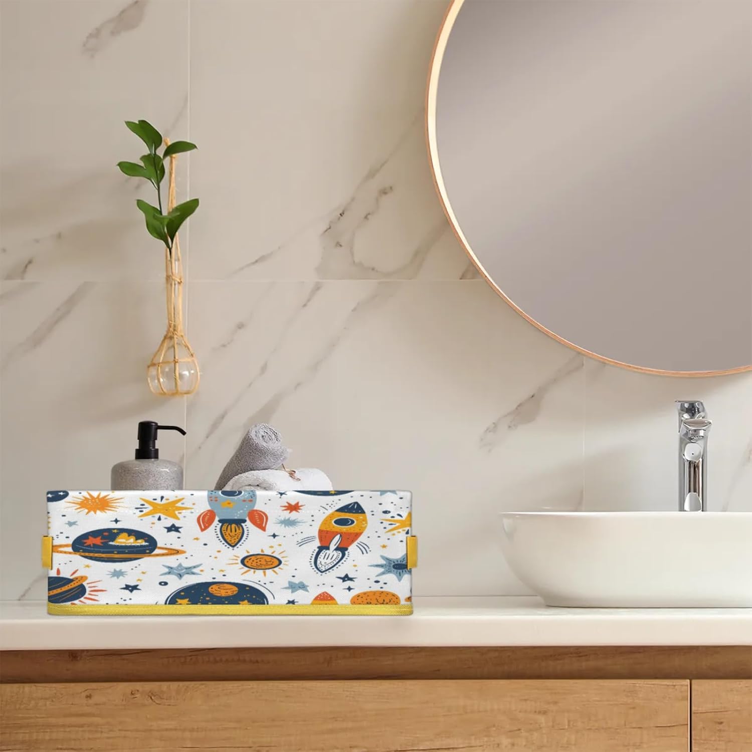 Solar System Toilet Paper Basket with Handles