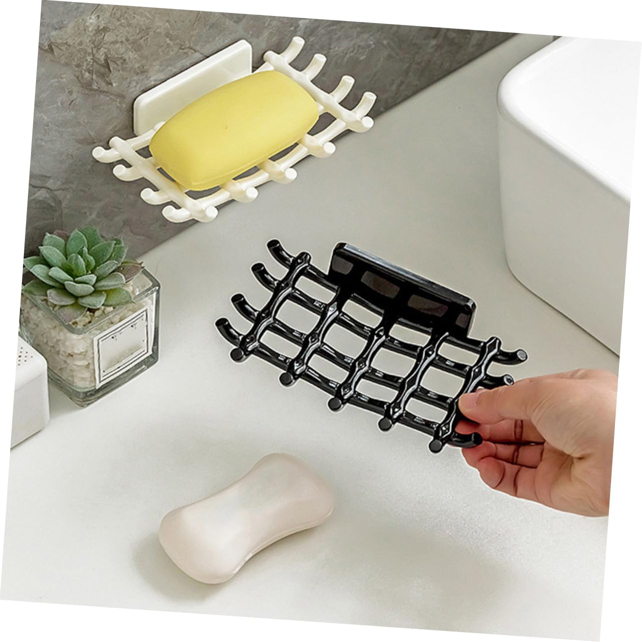 Zerodeko 4pcs Wall Mount Soap Dishes Drainer Grid Sturdy