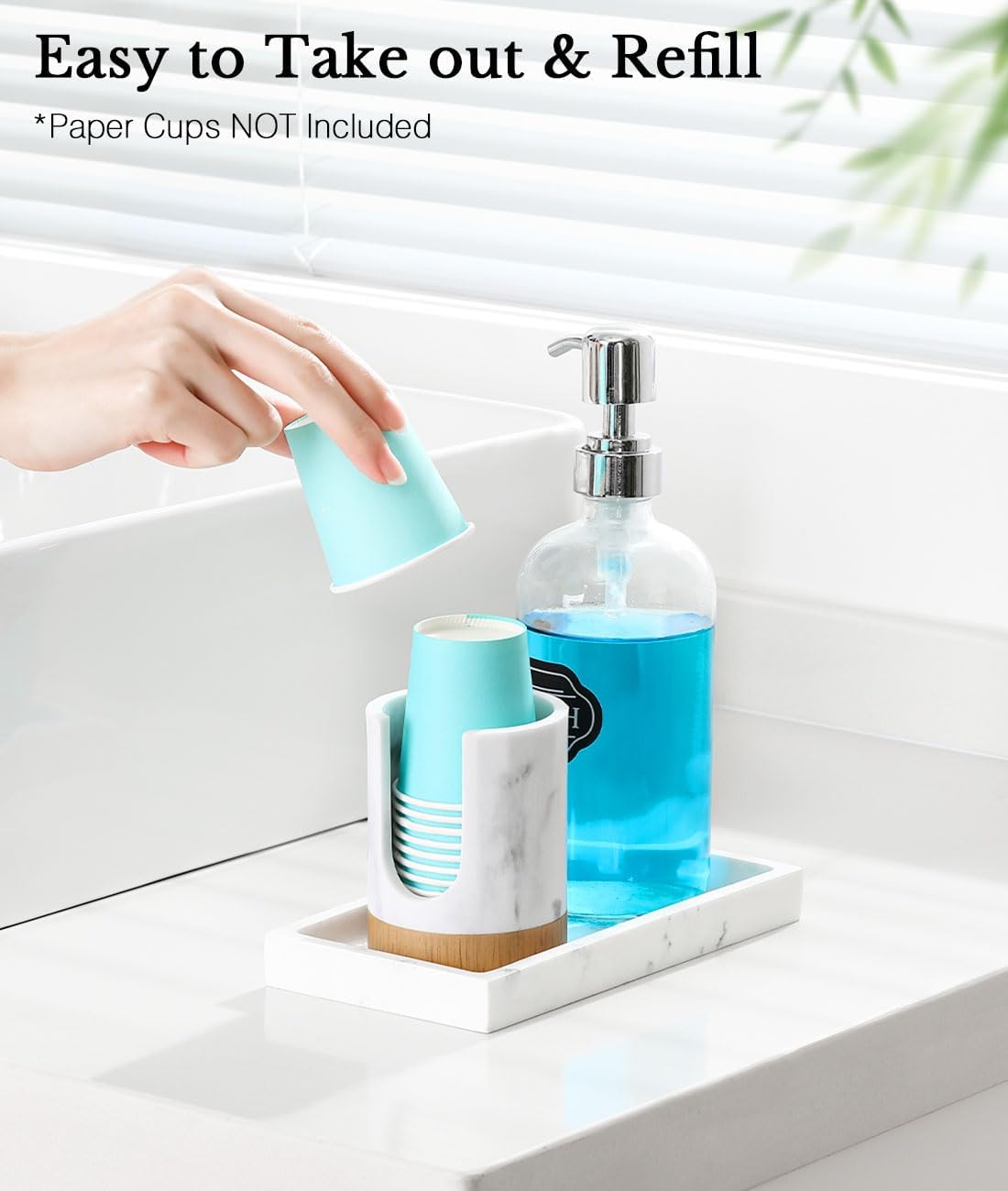 Luxspire Marble Resin Cup Dispenser for Bathroom