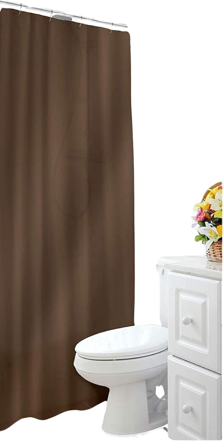 Dependable Industries Inc Essentials Waterproof Shower Curtain Liner with 3 Metal Grommets Brown