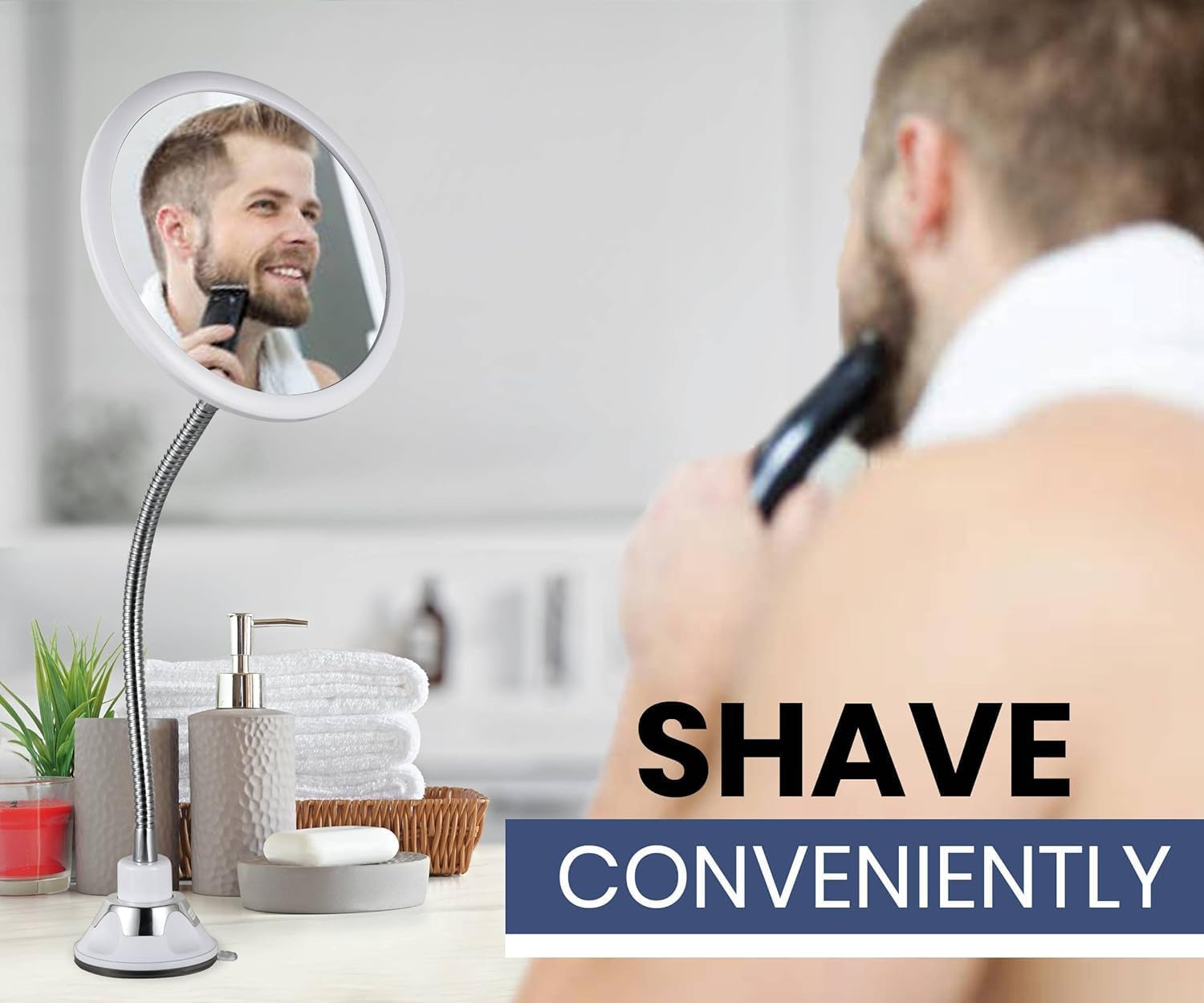 Mirrorvana Flexible Round Fogless Shower Mirror with Adjustable Gooseneck
