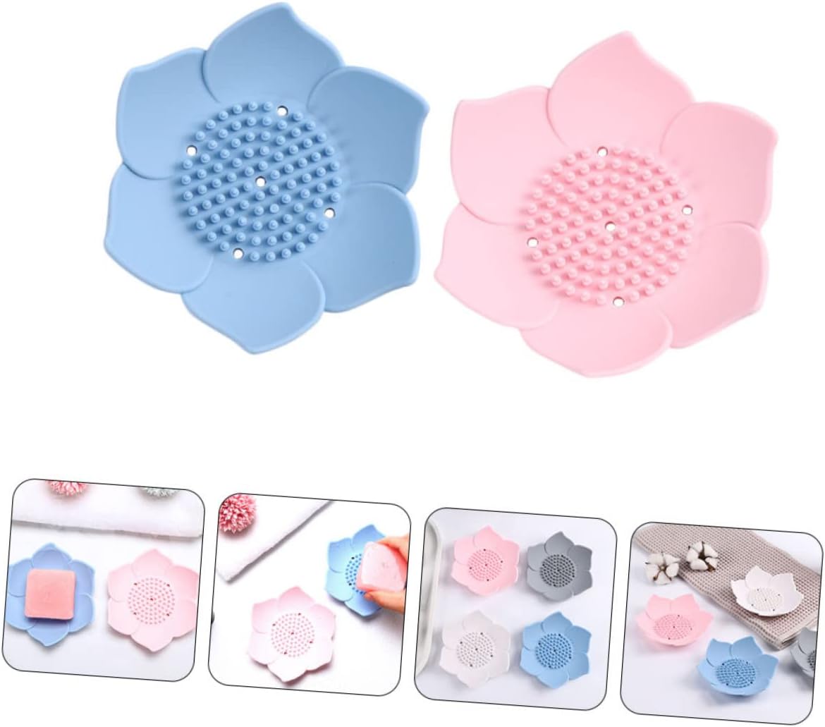 HOOTNEE 2pcs Silicone Soap Dish Draining Trays for Bar Soap