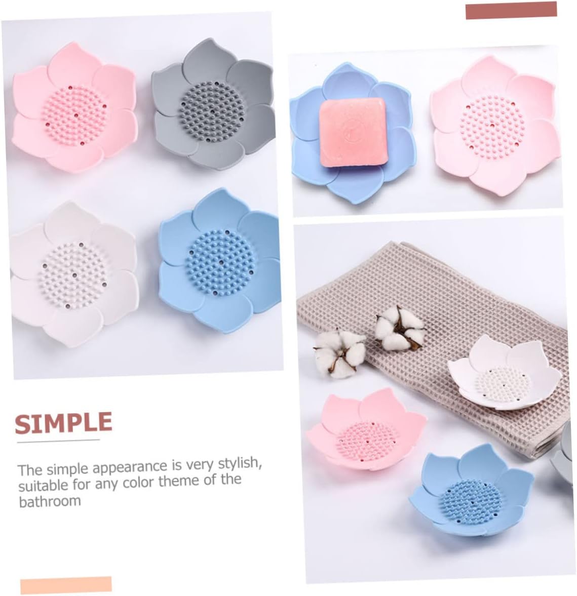 2pcs Silicone Soap Holders Drainage Stylish Bathroom Kitchen Shower Dishes