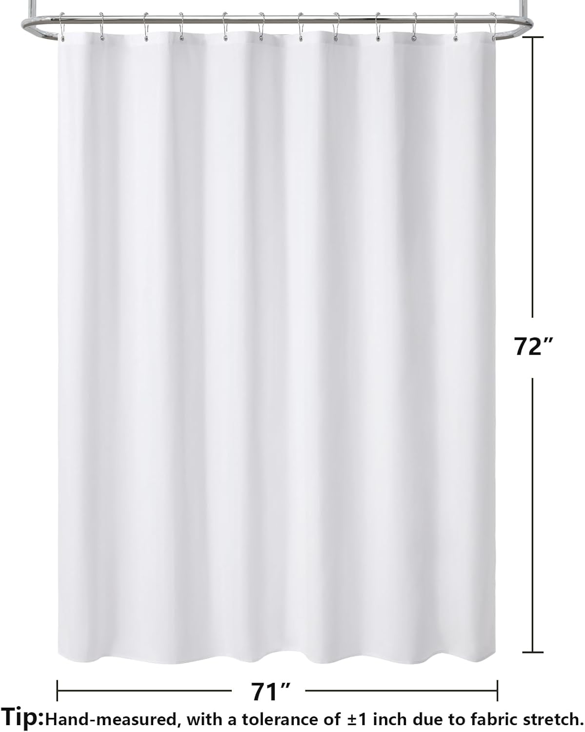 120GSM Waterproof Shower Curtain Liner with 3 Magnets - TPU Coating 71x72 Inch White
