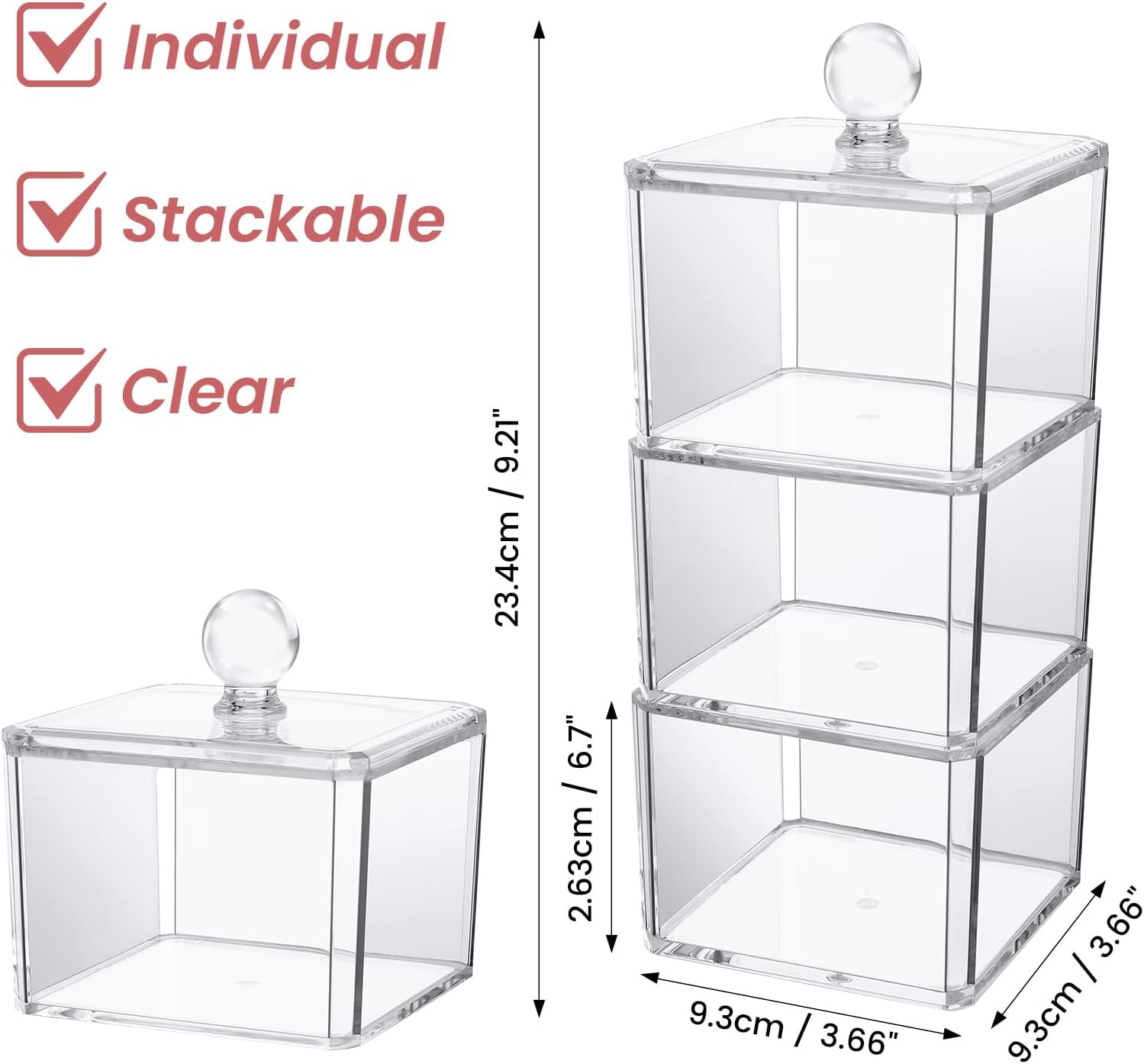 Clear 3 Stackable Acrylic Hair Accessory Organizer for Girls