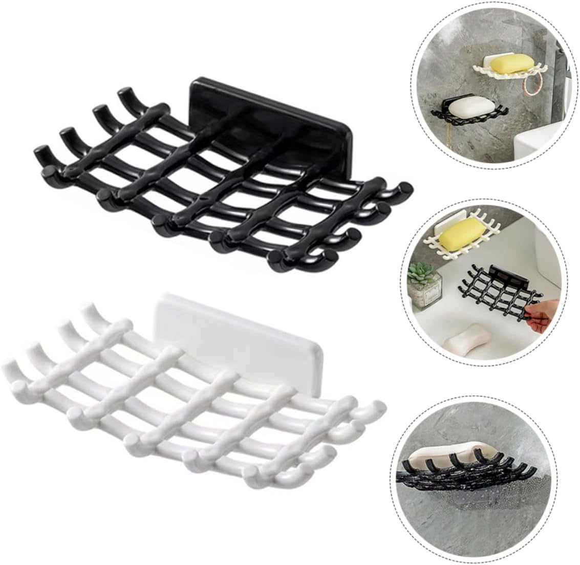 Zerodeko 4pcs Wall Mount Soap Dishes Drainer Grid Sturdy