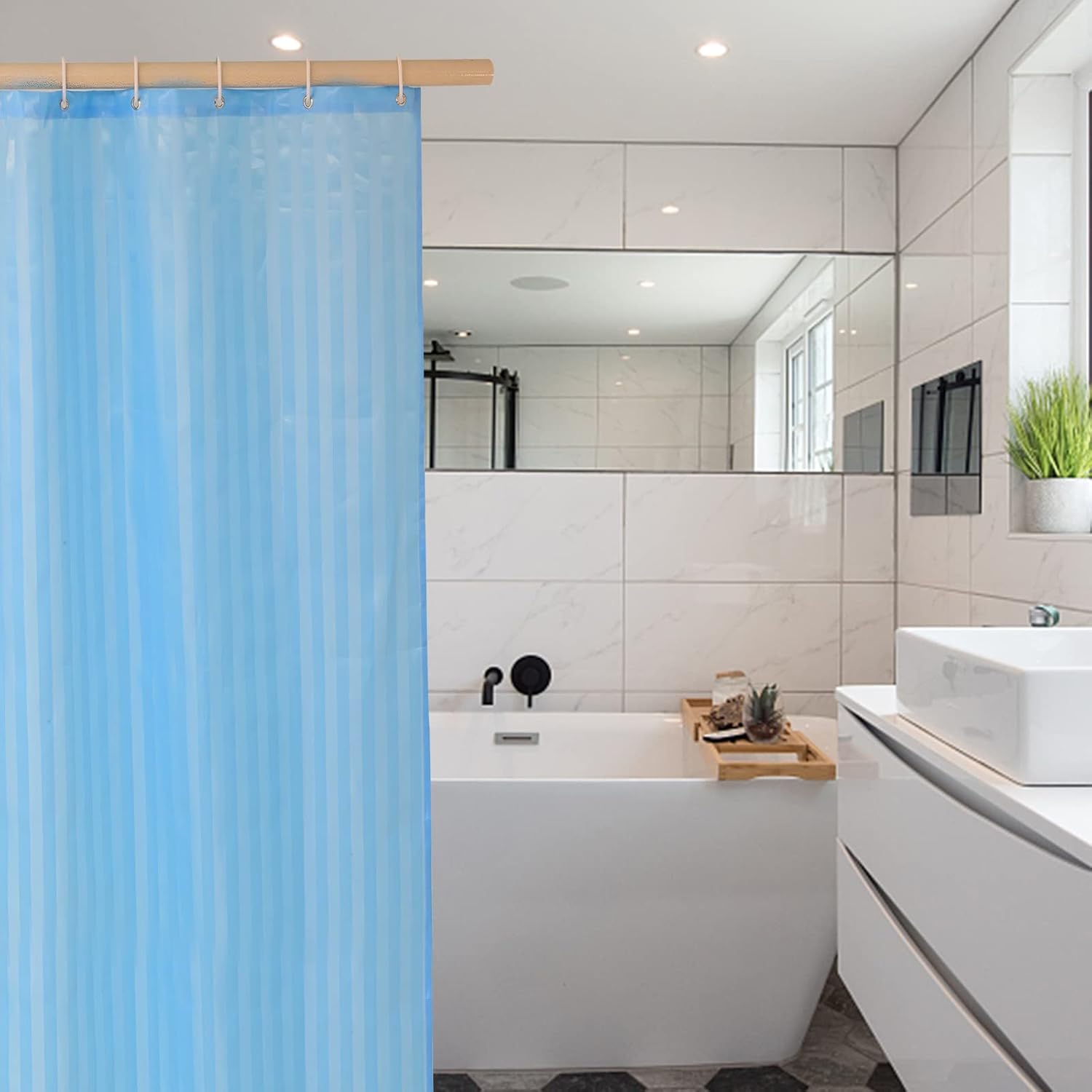 Hellcrack 32x72 Inch Waterproof Shower Curtain Liner with Hooks and Grommets
