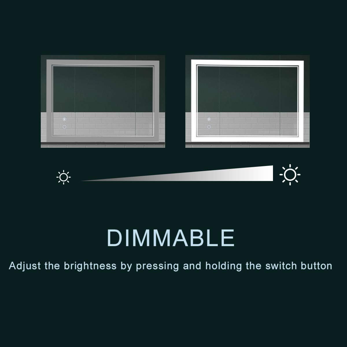 COOL2DAY 36x24 Inch LED Bathroom Mirror with Touch Control and Anti-Fog