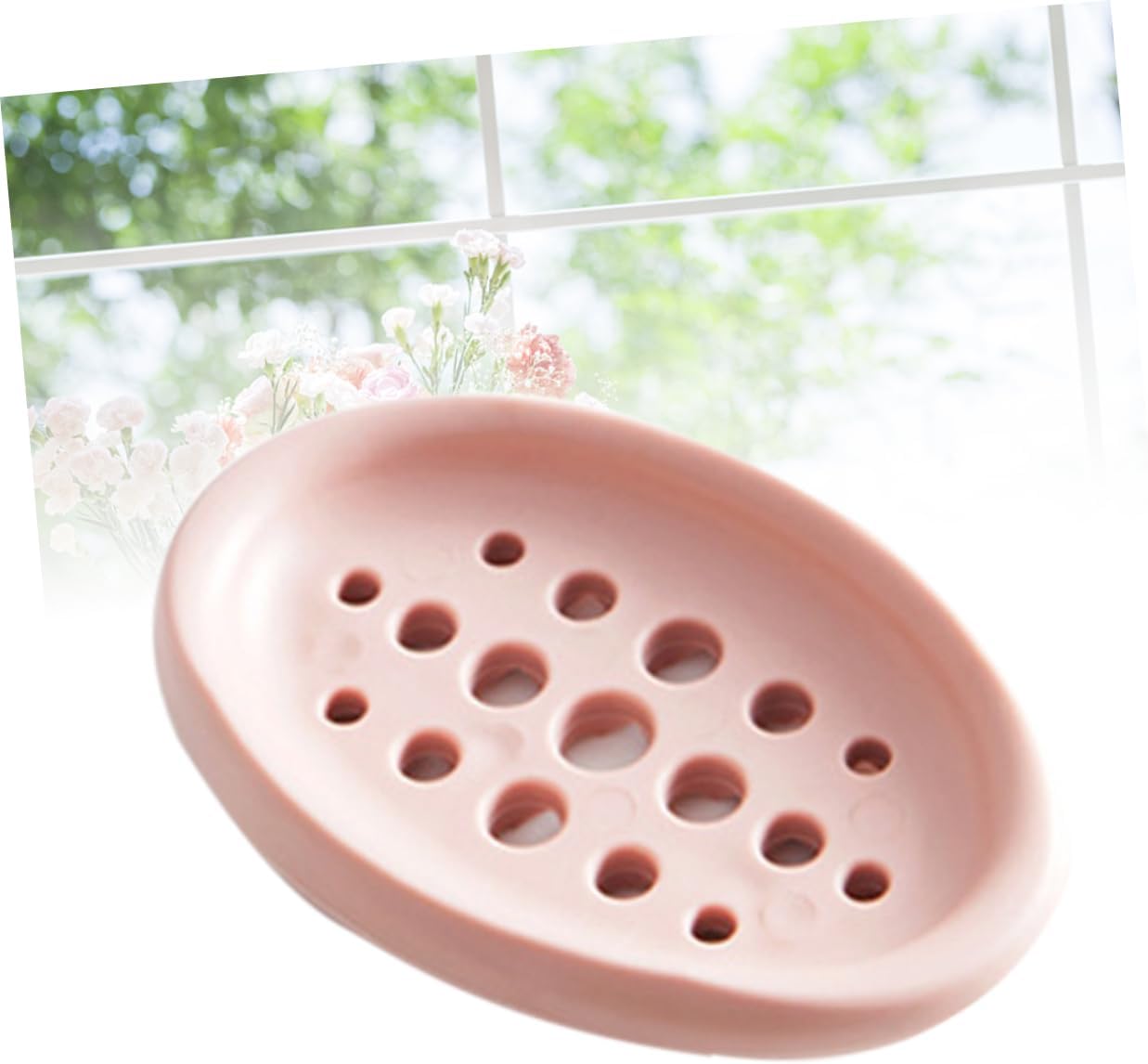 Garneck Creative Oval Silicone Soap Dish Tray