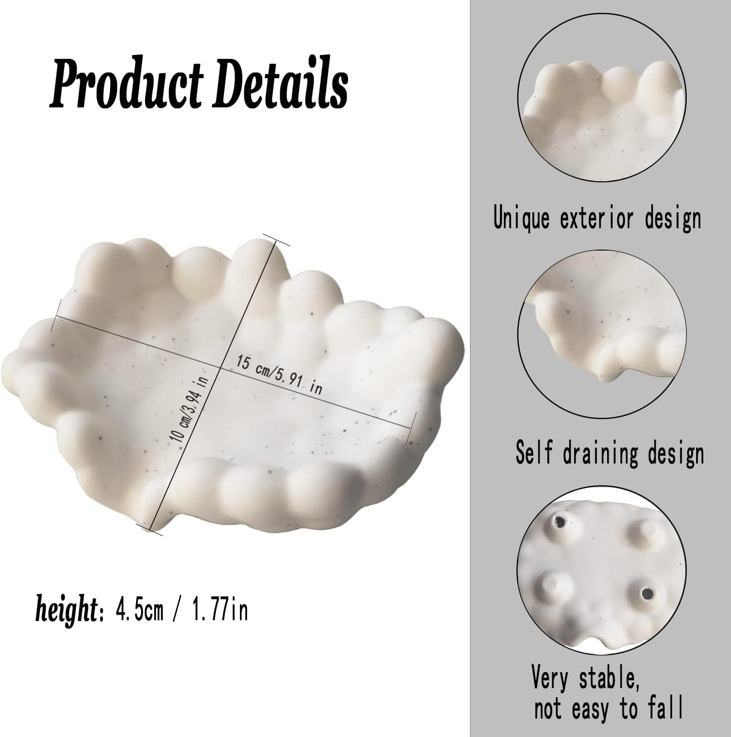 White Ceramic Soap Dish with Self-Draining Design 1