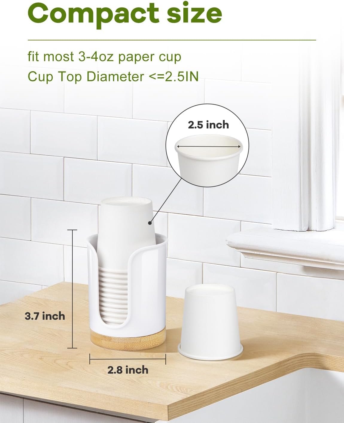 Bathroom Cup Dispenser - PCBamboo White Pack of 1 1