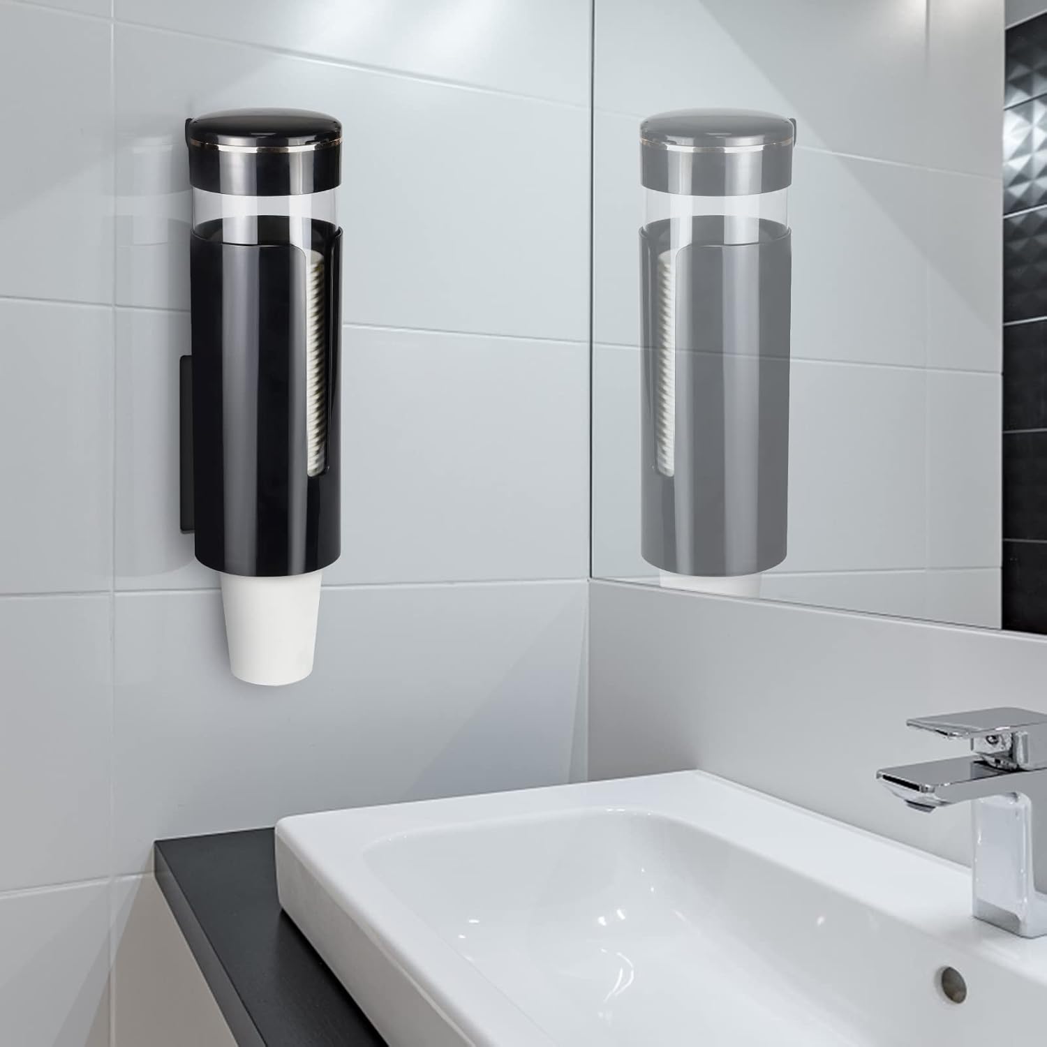 KIMCHOMERSE Wall Mount Cup Dispenser - Black