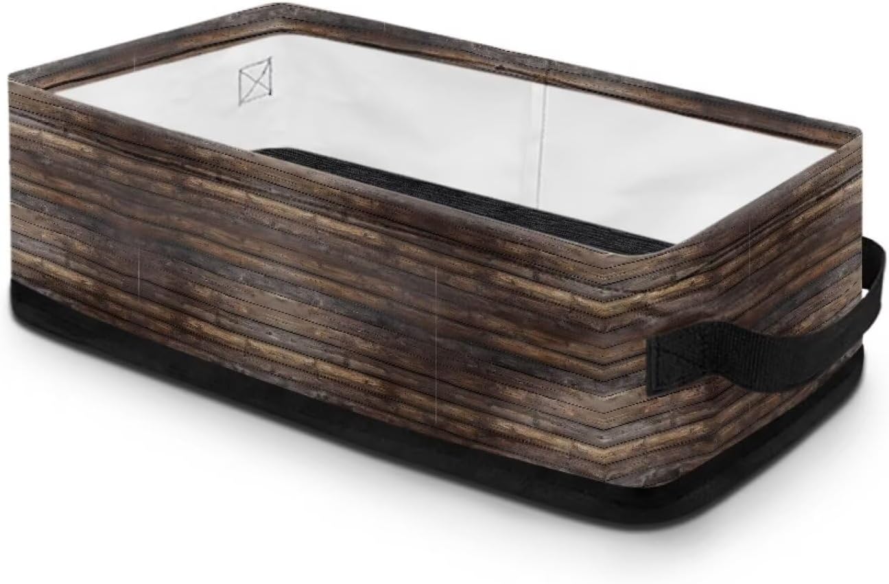 Foldable Toilet Paper Basket with Wood Grain Design