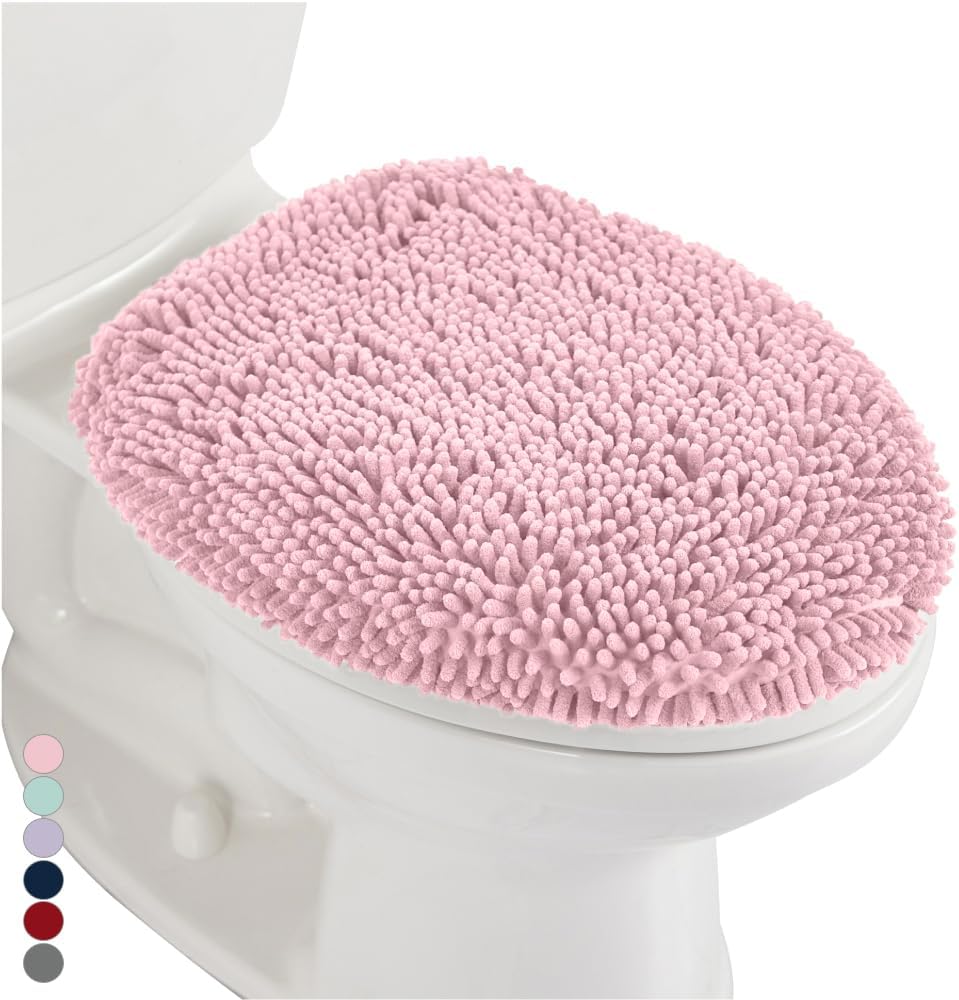 GORILLA GRIP Soft Chenille Toilet Lid Cover Light Pink 195x185 1