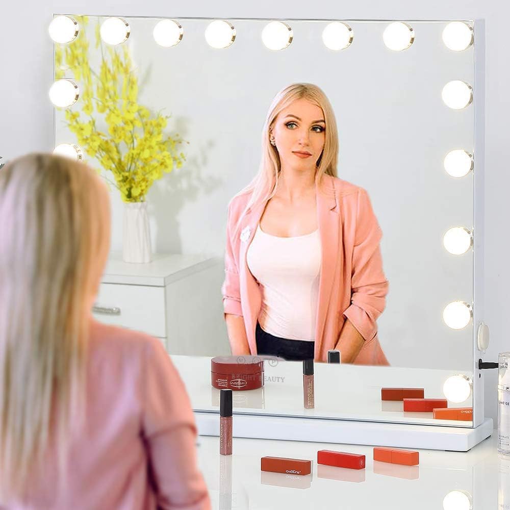 LilyHome Wall-Mounted Vanity Mirror with 18 LED Lights and Touch Control