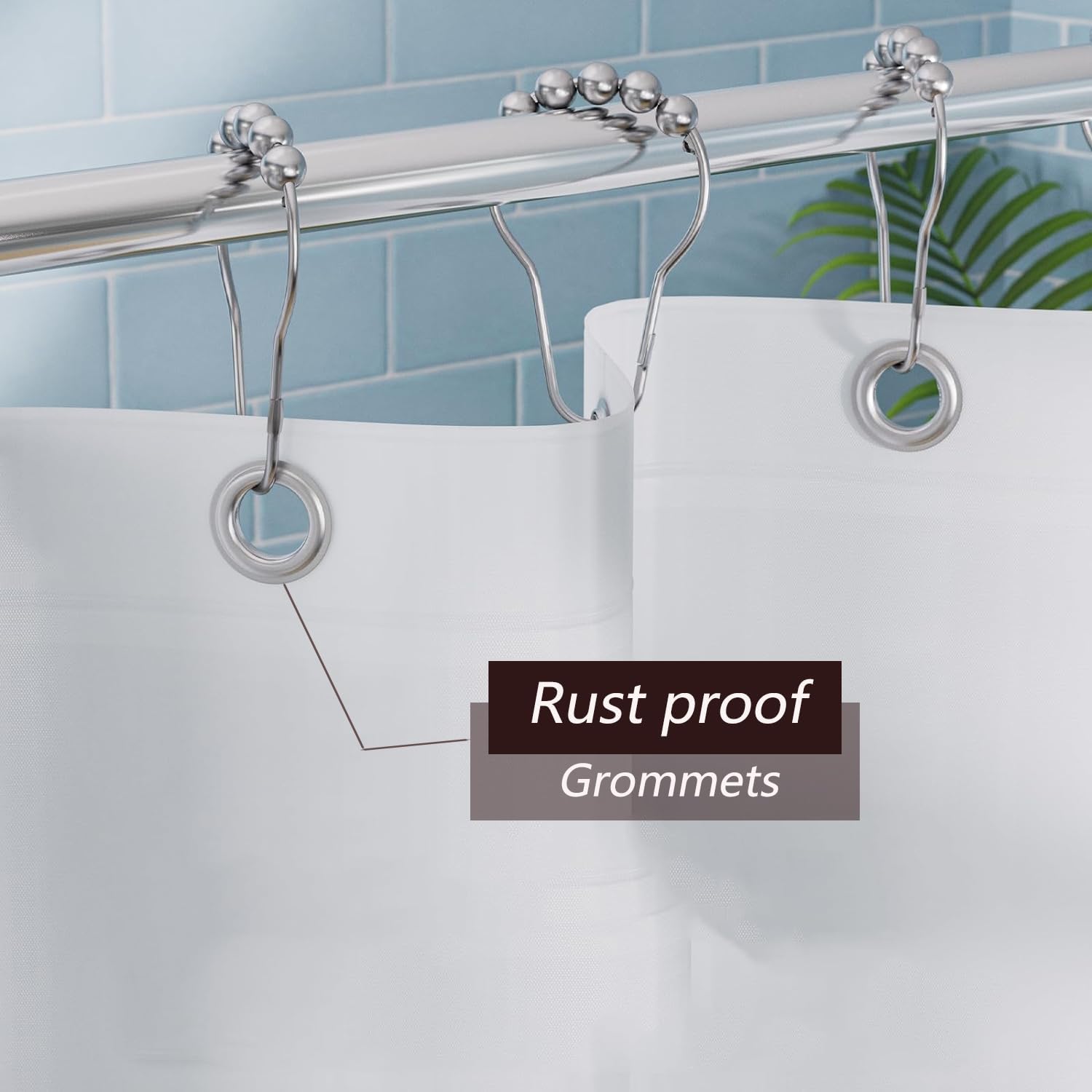 TIKABC 4G PEVA Shower Curtain Liner with 3 Magnetic Weights