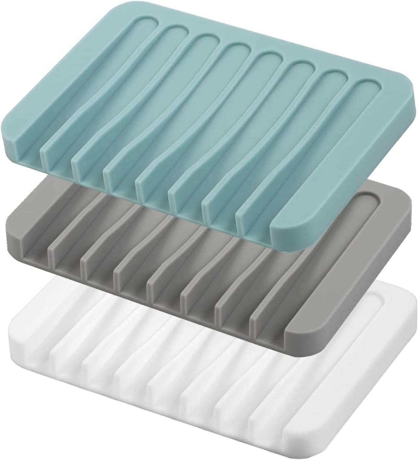 MODENGKONGJIAN Self Draining Soap Dish Set 3 Pcs