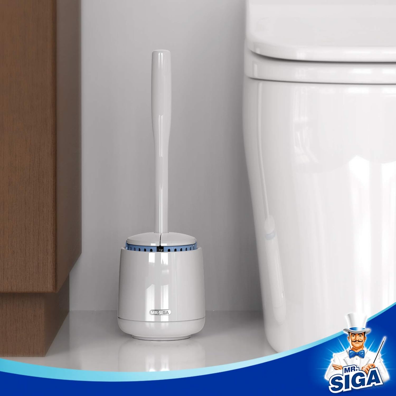MRSIGA Toilet Bowl Brush and Holder White 1 Pack