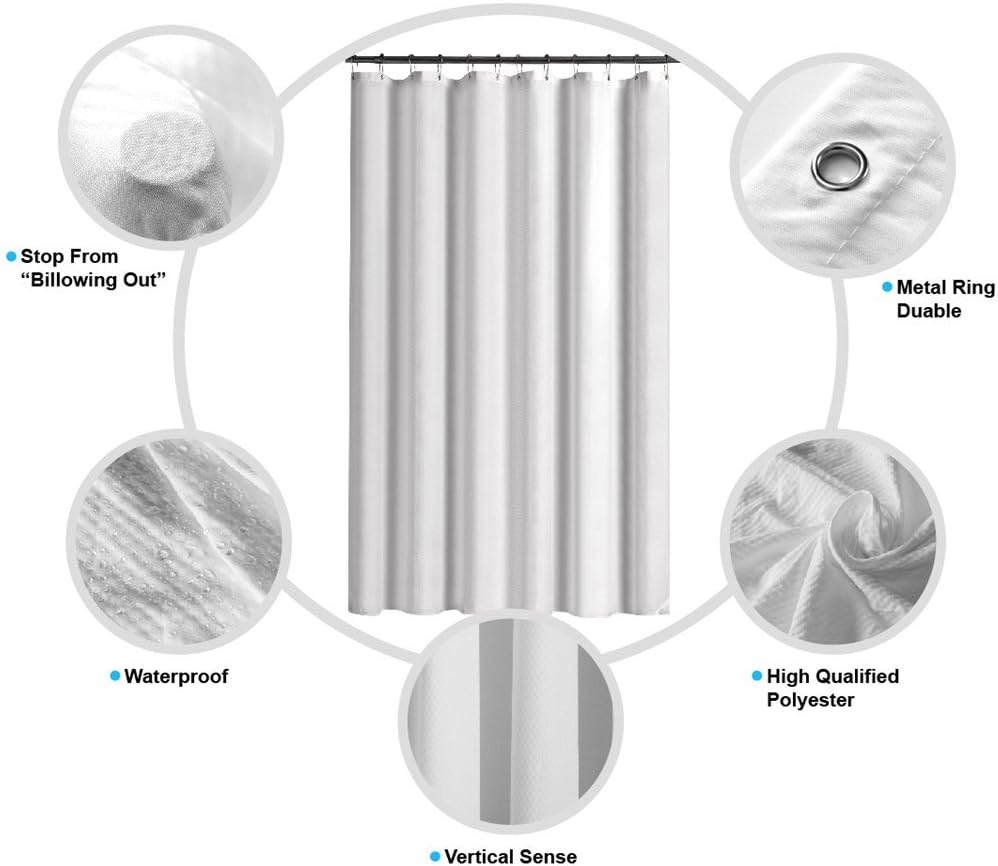 Home Queen Waffle Weave Shower Curtain Liner - White 72x72 Inches