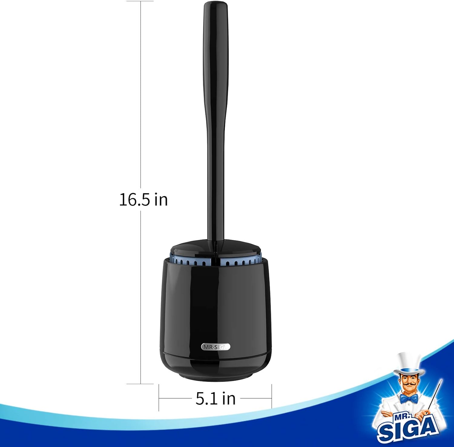 MRSIGA Toilet Bowl Brush and Holder Premium Black 1 Pack