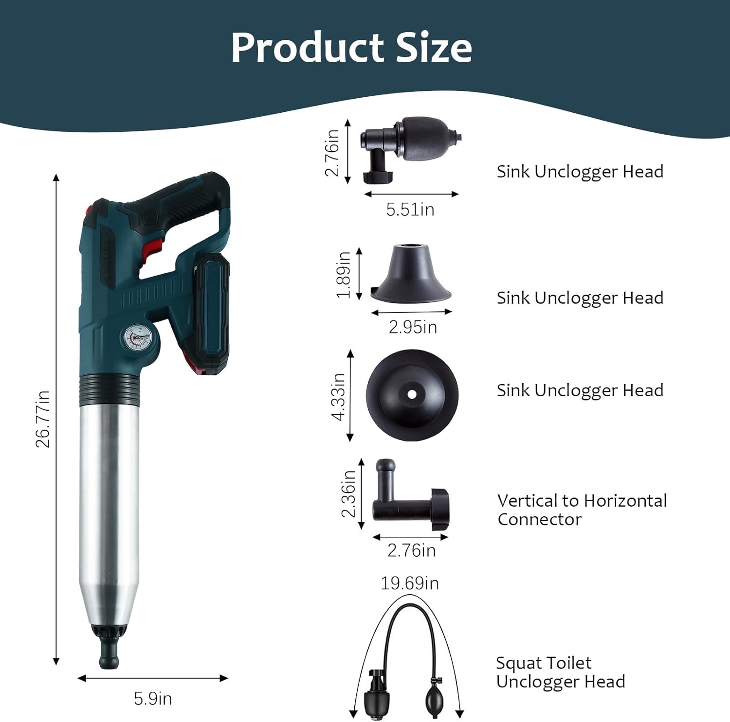Electric Toilet Plunger with Barometer for Efficient Clog Removal