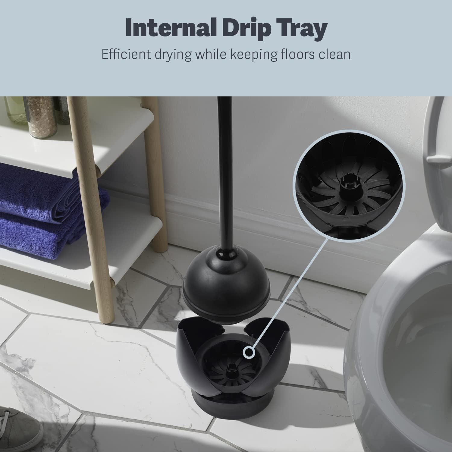 Casabella Toilet Plunger and Hideaway Caddy Combo Black 2-Piece