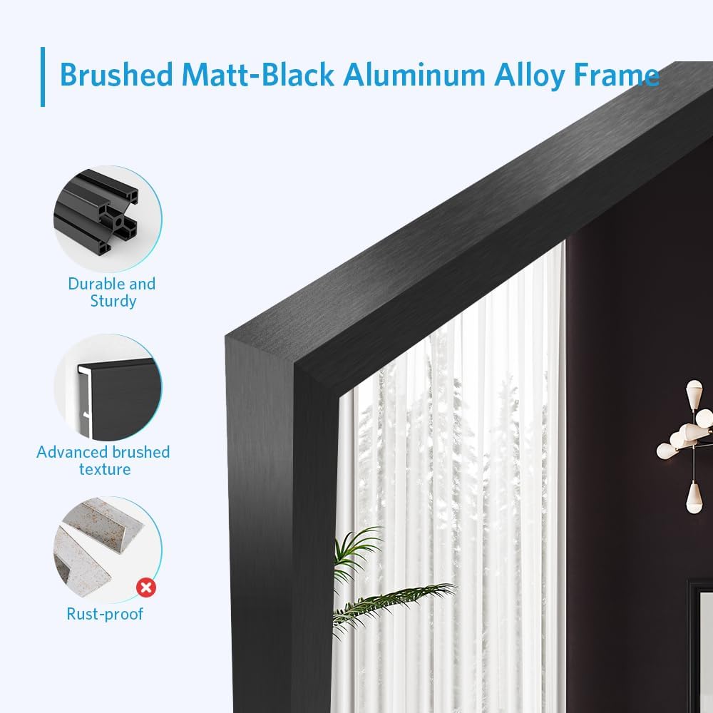 Quavikey Metal Framed Bathroom Mirror Black 30x36 Inch