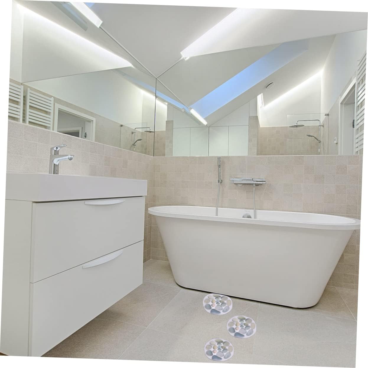 Alipis 4pcs Anti-Slip Bath Tub Stickers with Stone Pattern