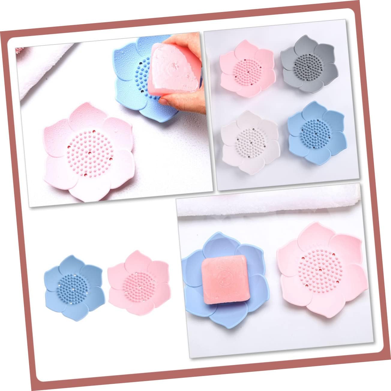 HOOTNEE 2pcs Silicone Soap Dish Draining Trays for Bar Soap