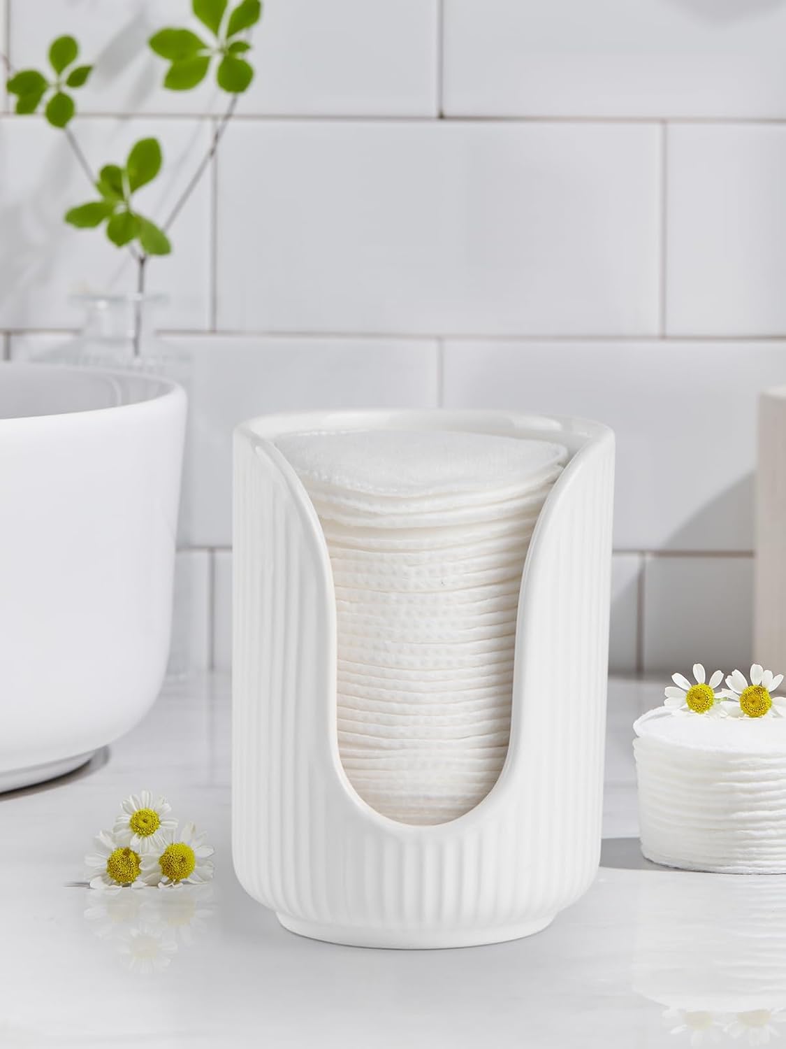 ABRUTY Bathroom Cup Holder 3-4oz Ceramic Dispenser for Vanity Countertops
