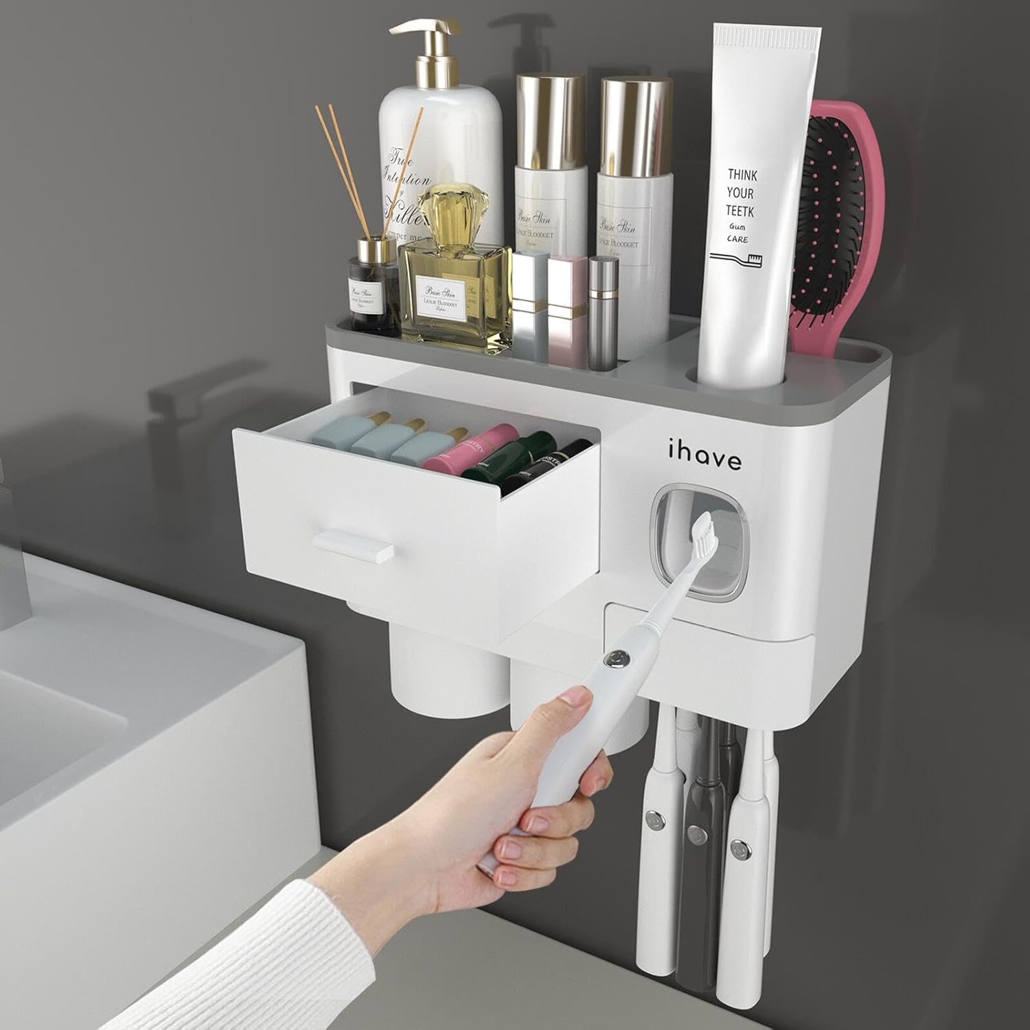 iHave Wall Mounted Toothbrush Holder with Dispenser 1