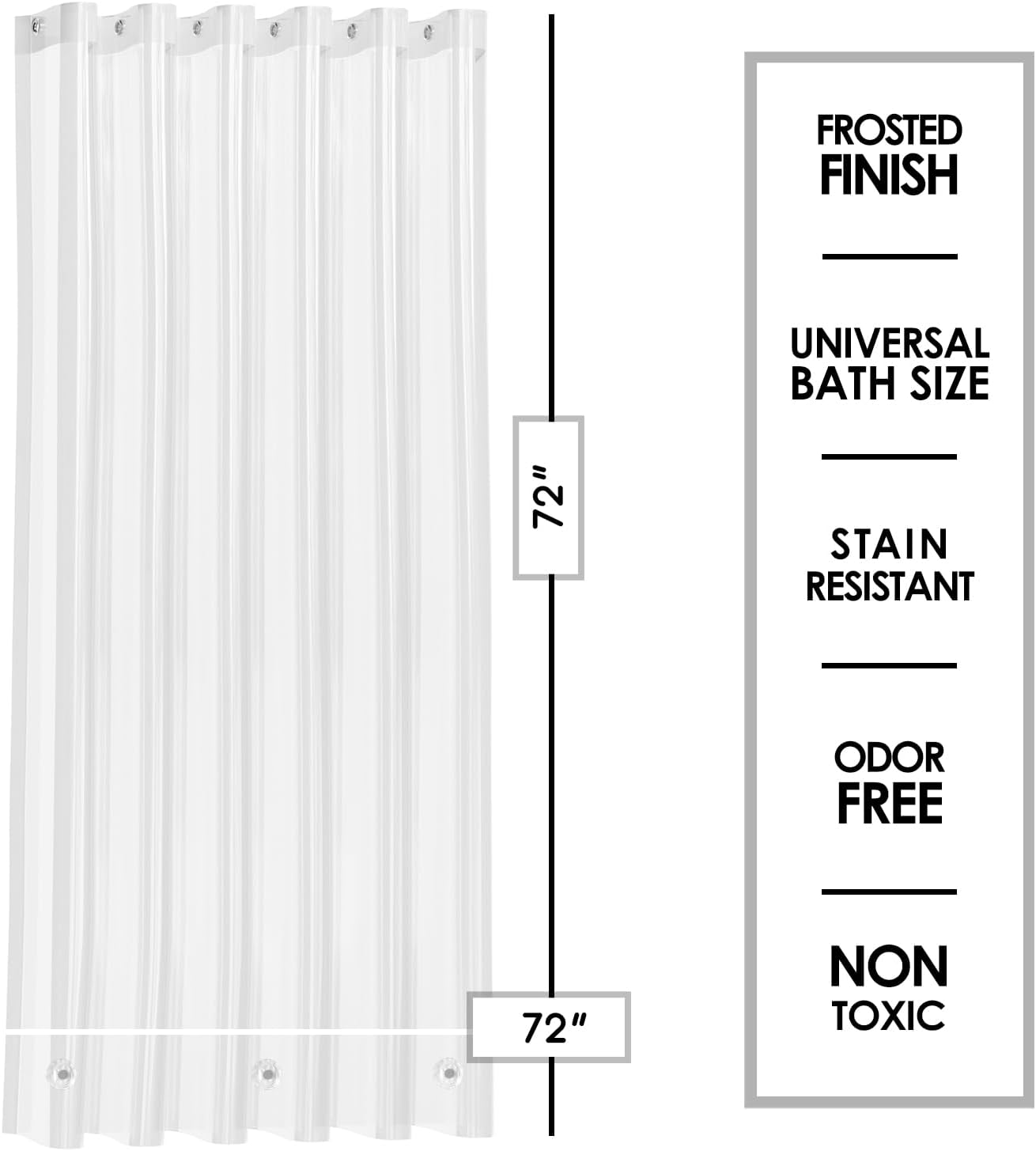 Clara Clark Frosted Shower Curtain Liner with Magnets