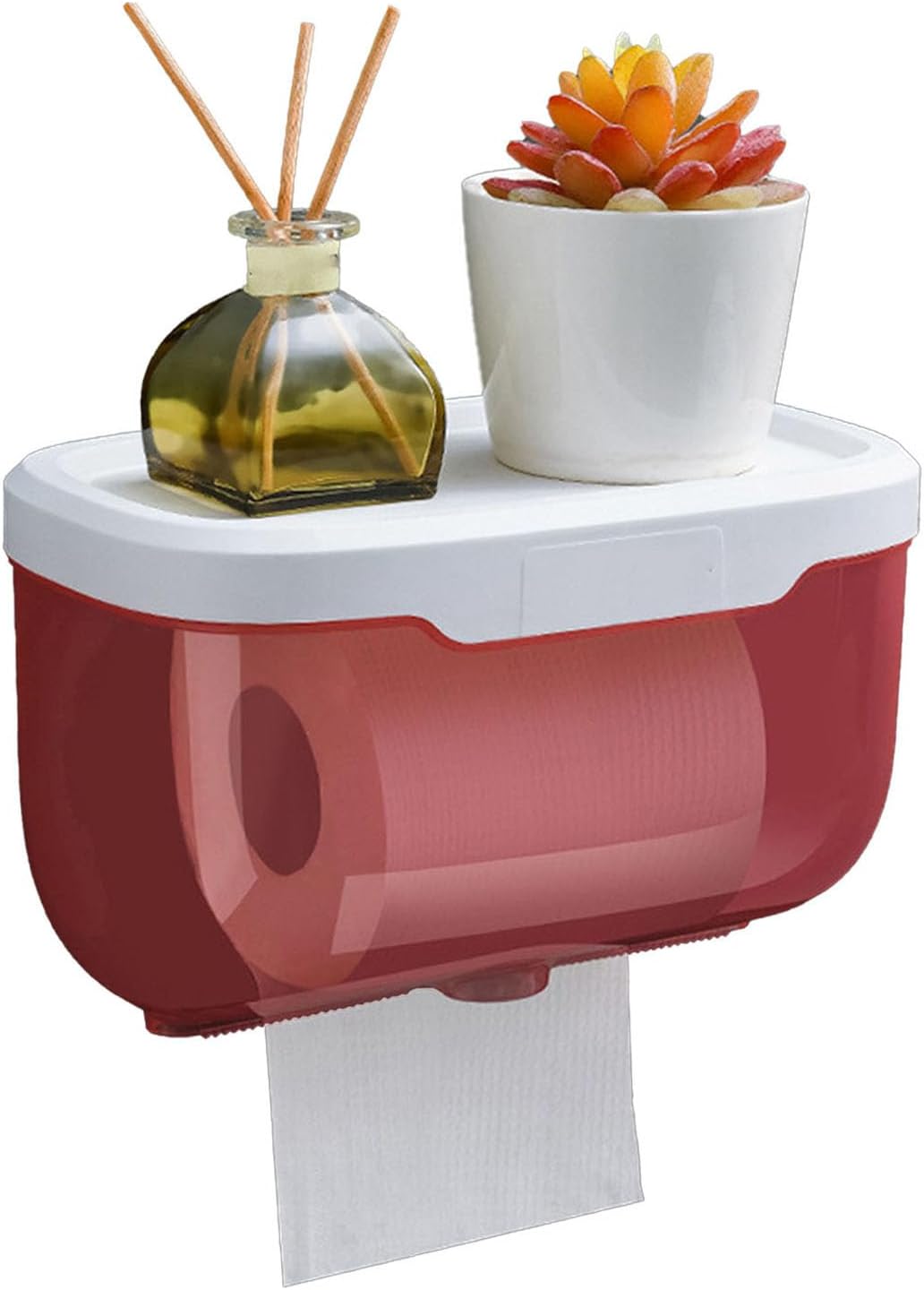 Wall Mounted Tissue Box Holder Large Capacity Transparent Pink