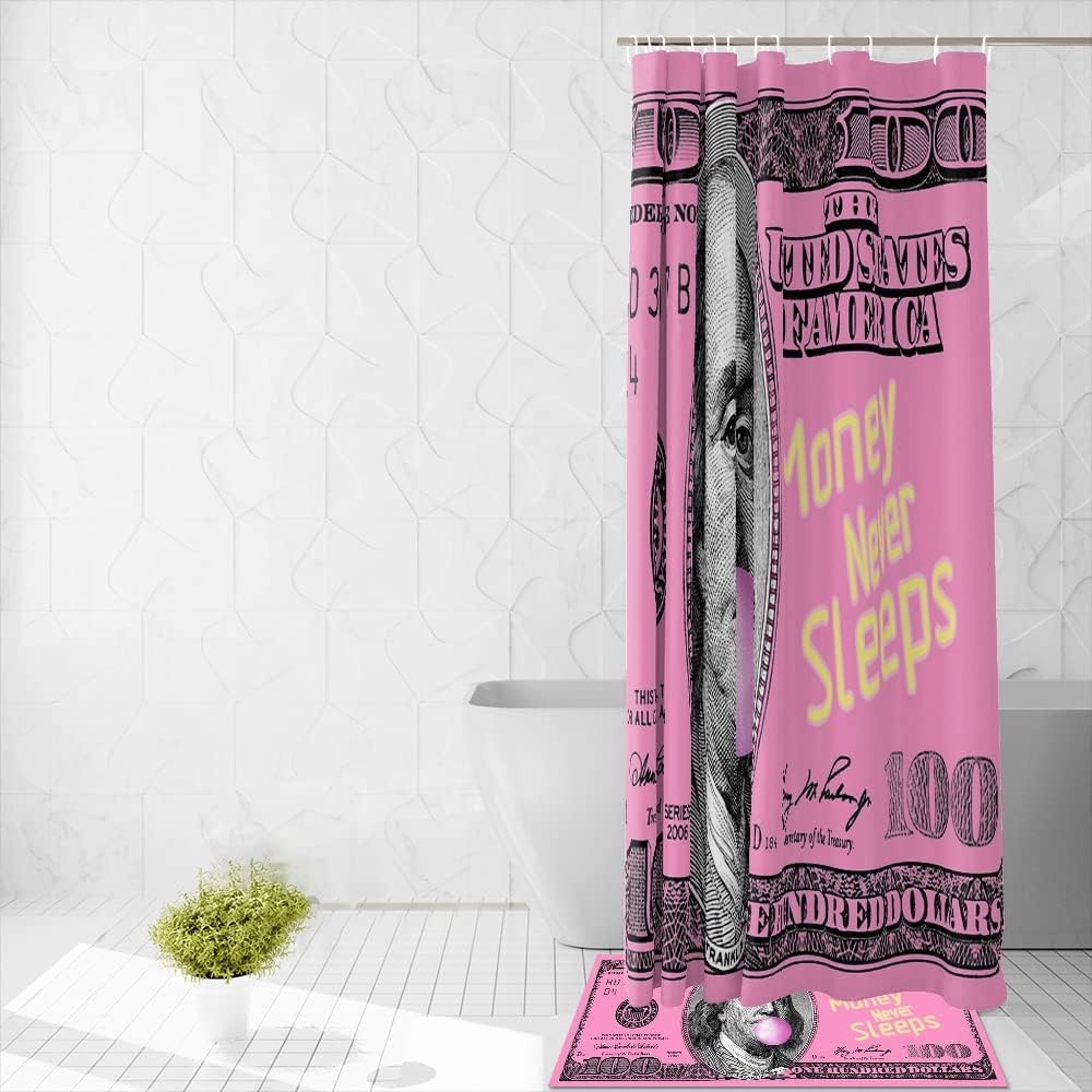 GUBIYU 4-Piece Pink Money Bathroom Set