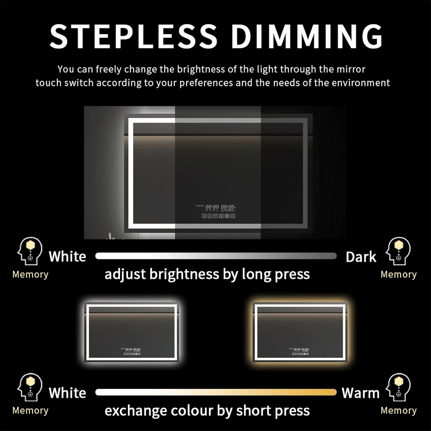 GESIPOR 48x36 Wall-Mounted LED Mirror with Speaker
