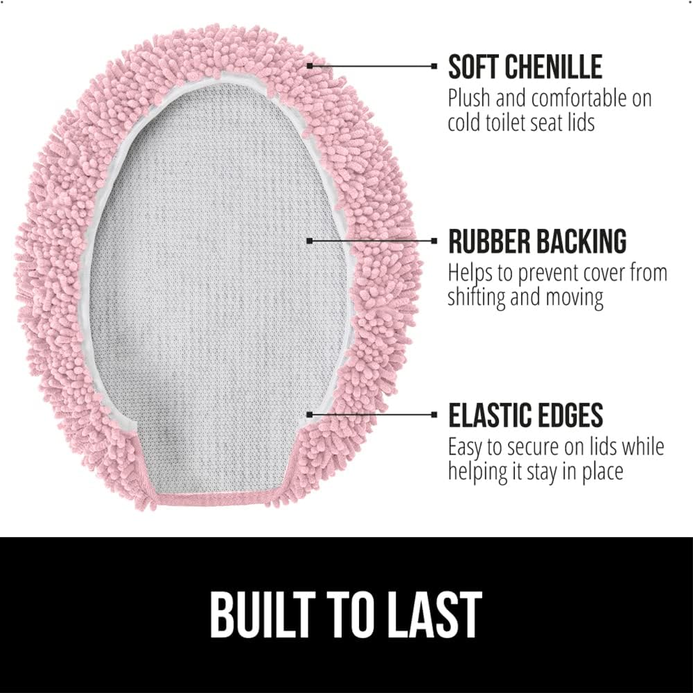 GORILLA GRIP Soft Chenille Toilet Lid Cover Light Pink 195x185 1