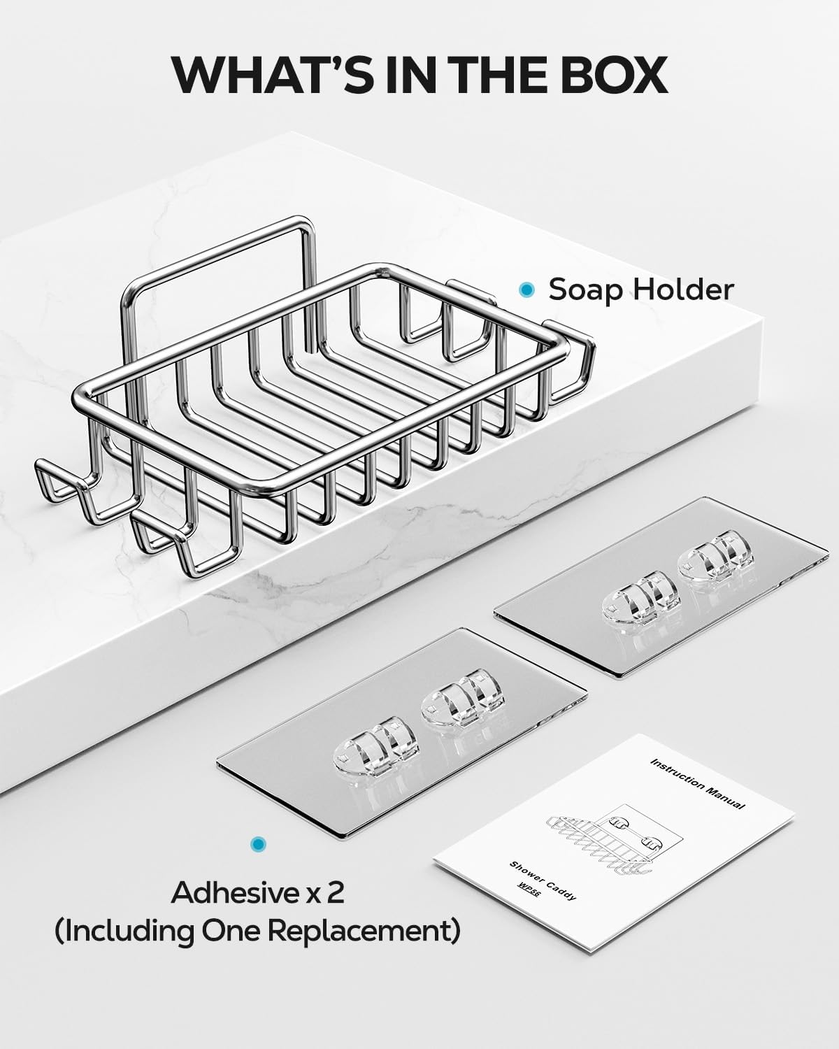 Nieifi Stainless Steel Bar Soap Holder with 4 Hooks