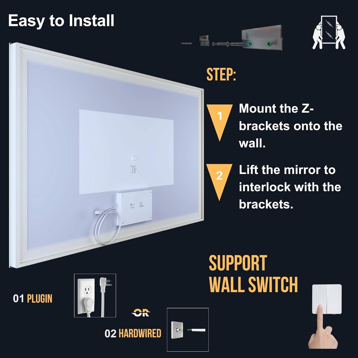MAVISEVER 60x36 LED Bathroom Mirror with Lights