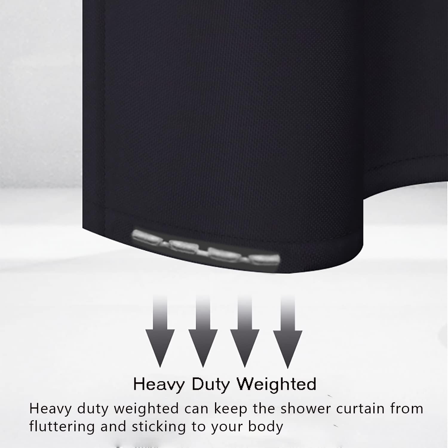 Black Fabric Shower Curtain with Magnetic Weights