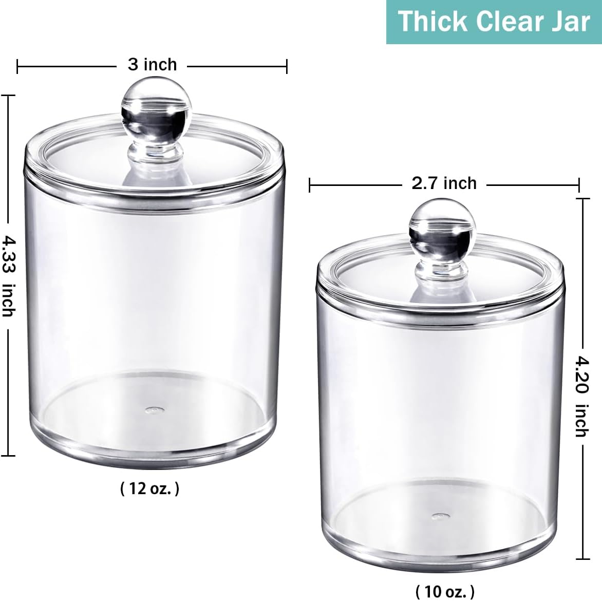 SheeChung 6 Pack Qtip Dispenser Clear Acrylic Jars