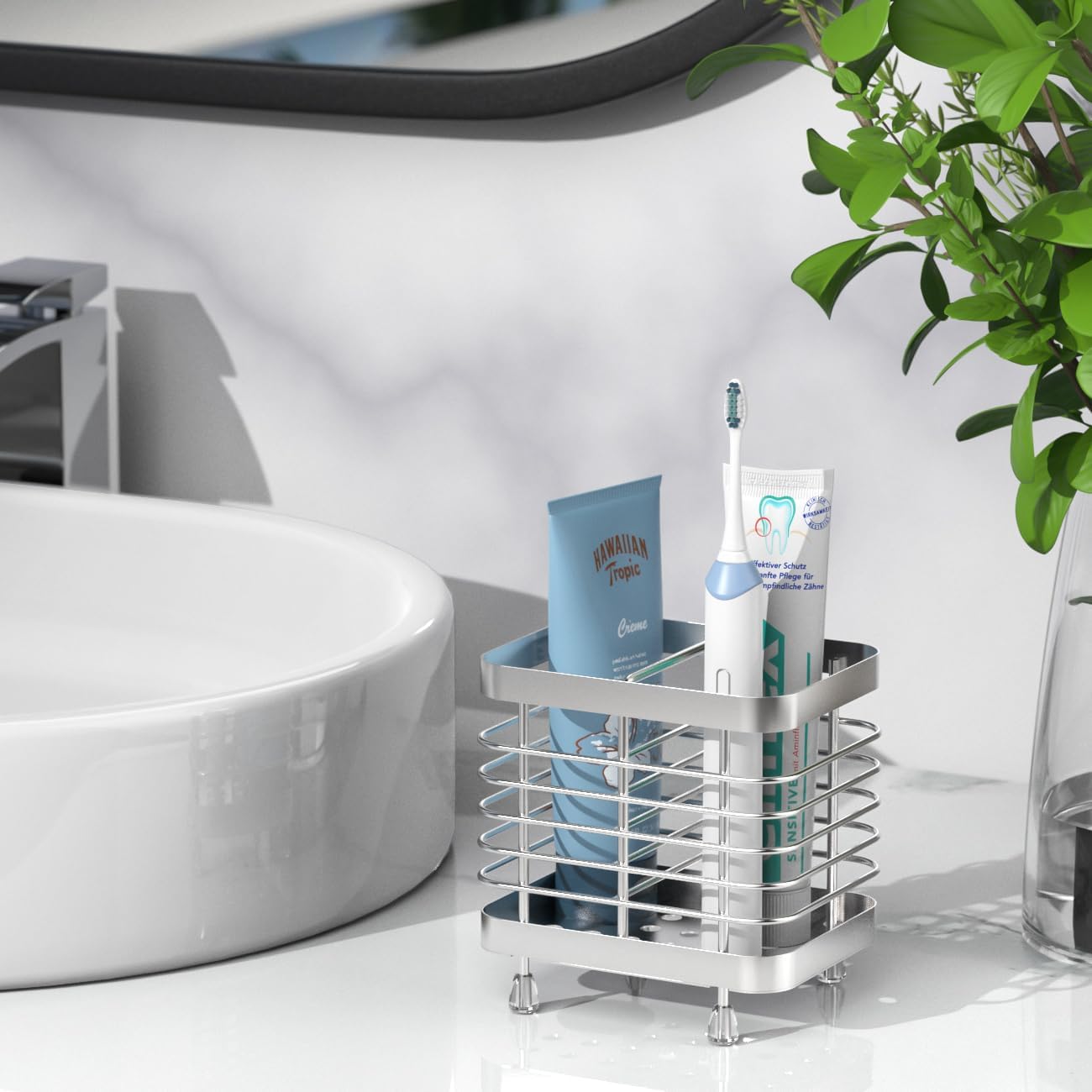 Luxspire Wall Mounted Toothbrush Holder 2 Slots Stainless Steel Silver 1