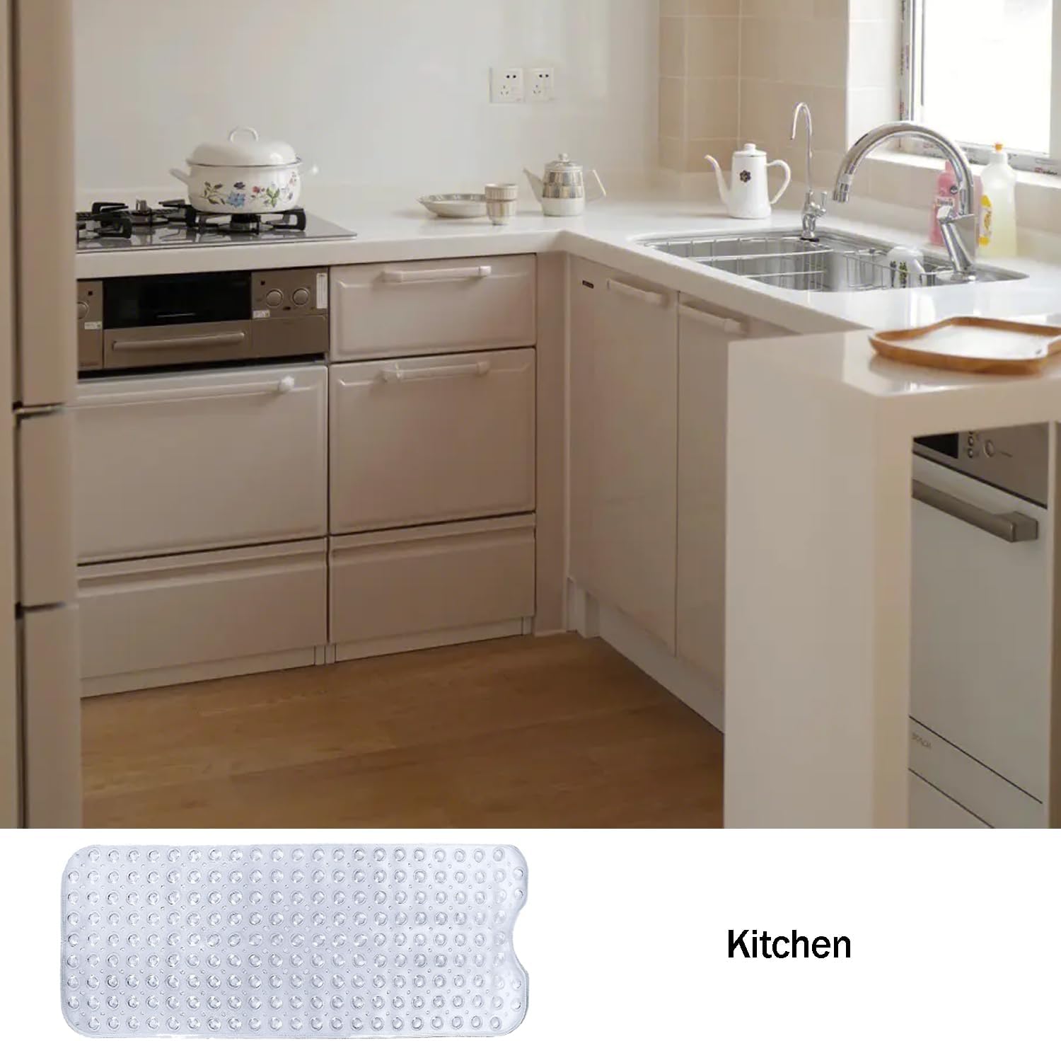 ABCISI Extra Large Non-Slip Bath Mat with Drain Holes