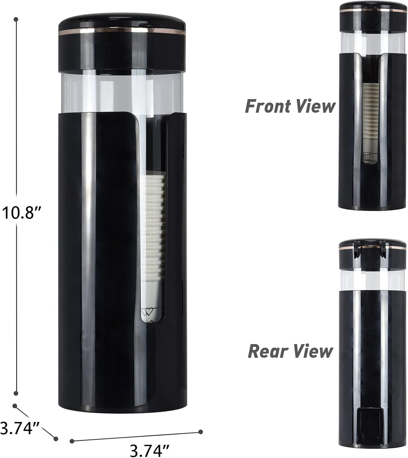 KIMCHOMERSE Wall Mount Cup Dispenser - Black