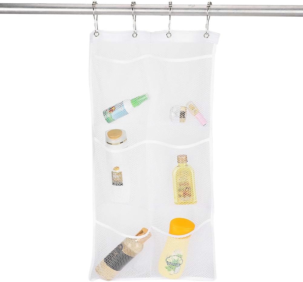 Cyrank Hanging Mesh Shower Organizer with 6 Pockets