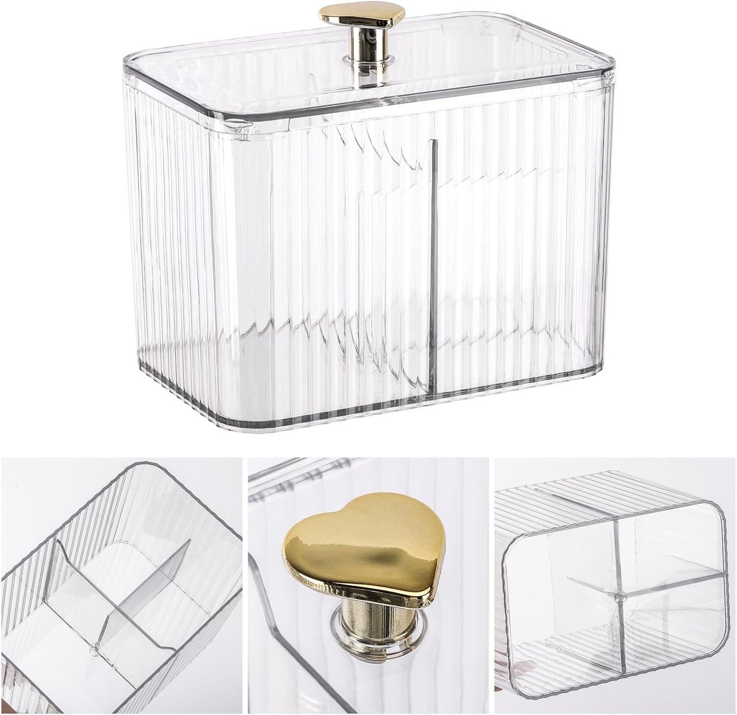 Tbestmax Qtip Holder Dispenser 3-Section Clear Bathroom Organizer Jar 1