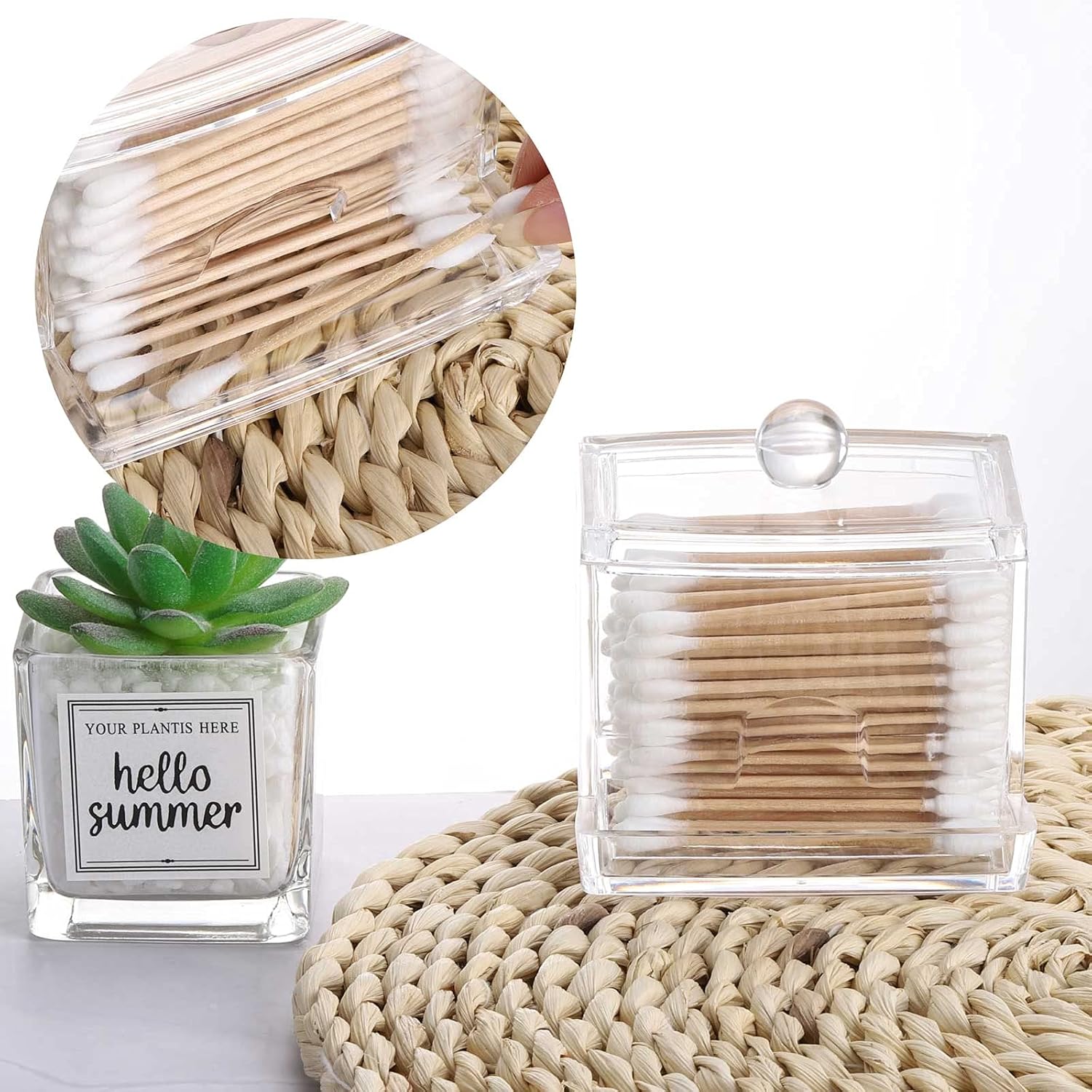 Tbestmax 10oz Cotton Swab Holder Dispenser