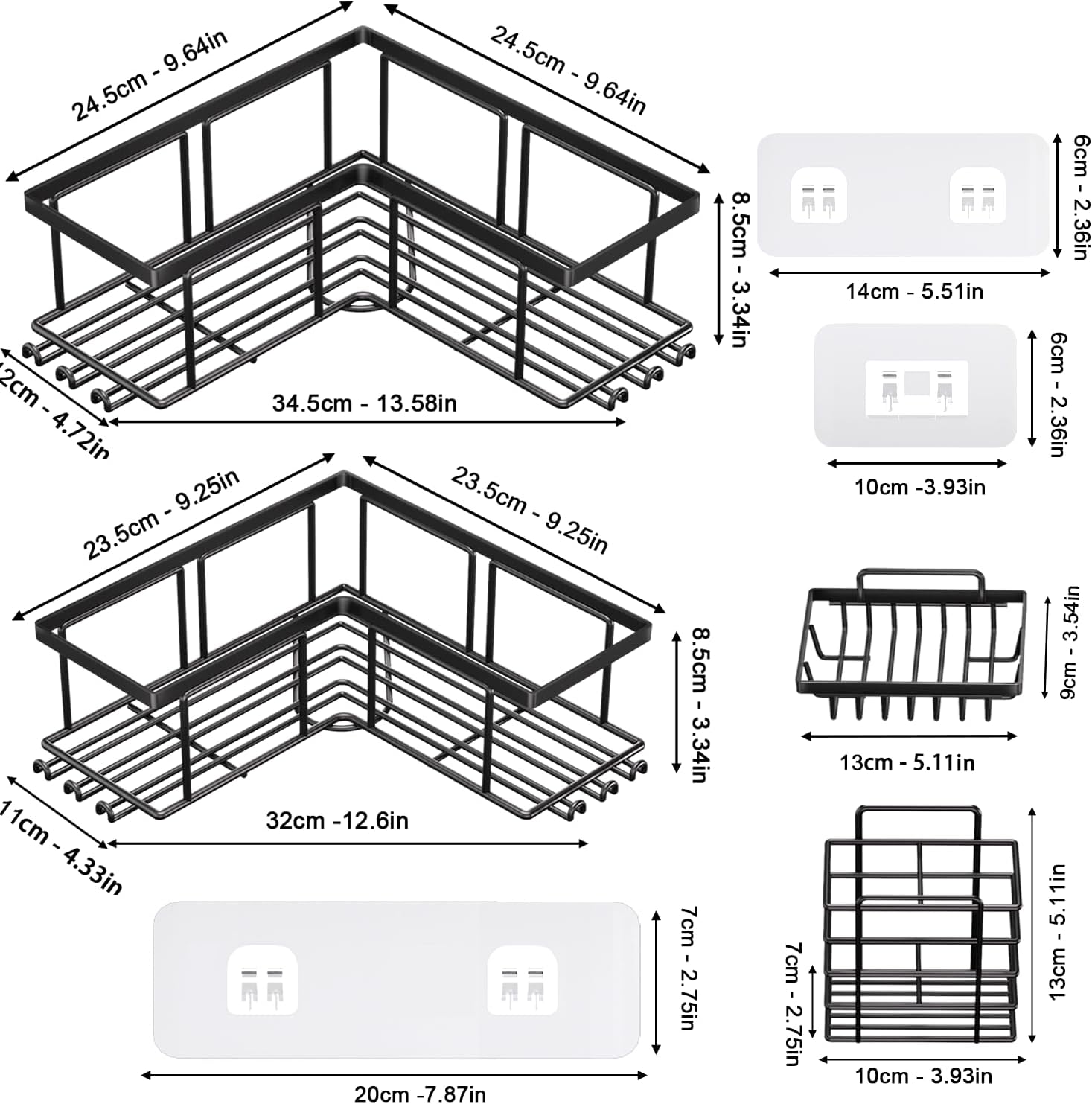 Sikaiqi 4 Pack Corner Shower Caddy Organizer Set