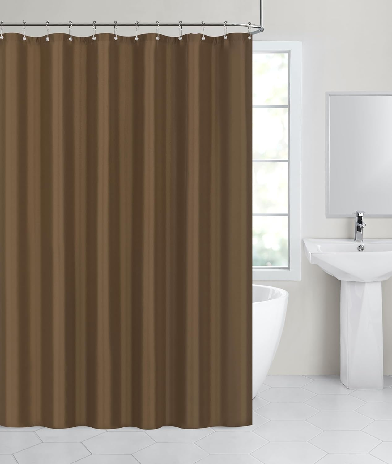 GoodGram Hotel Water Resistant Shower Curtain Liner - Brown 1
